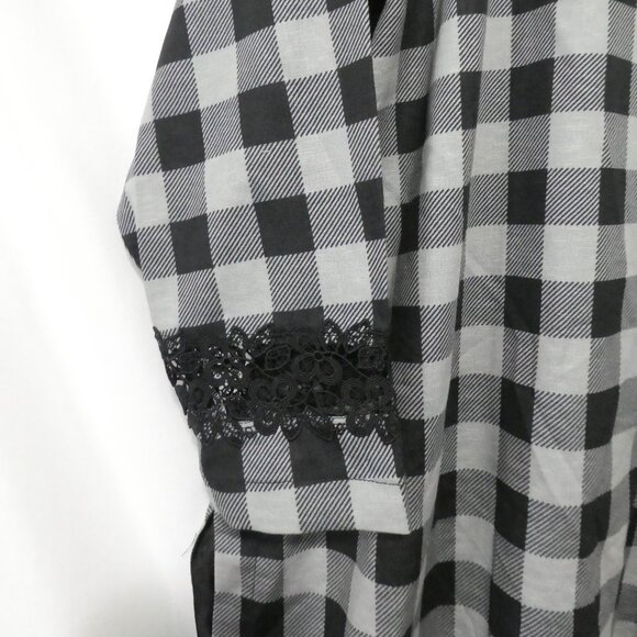 Unbranded | P2P 21.5 inches measured | Plaid and Lace Long Sleeve Dress - Picture 13 of 16